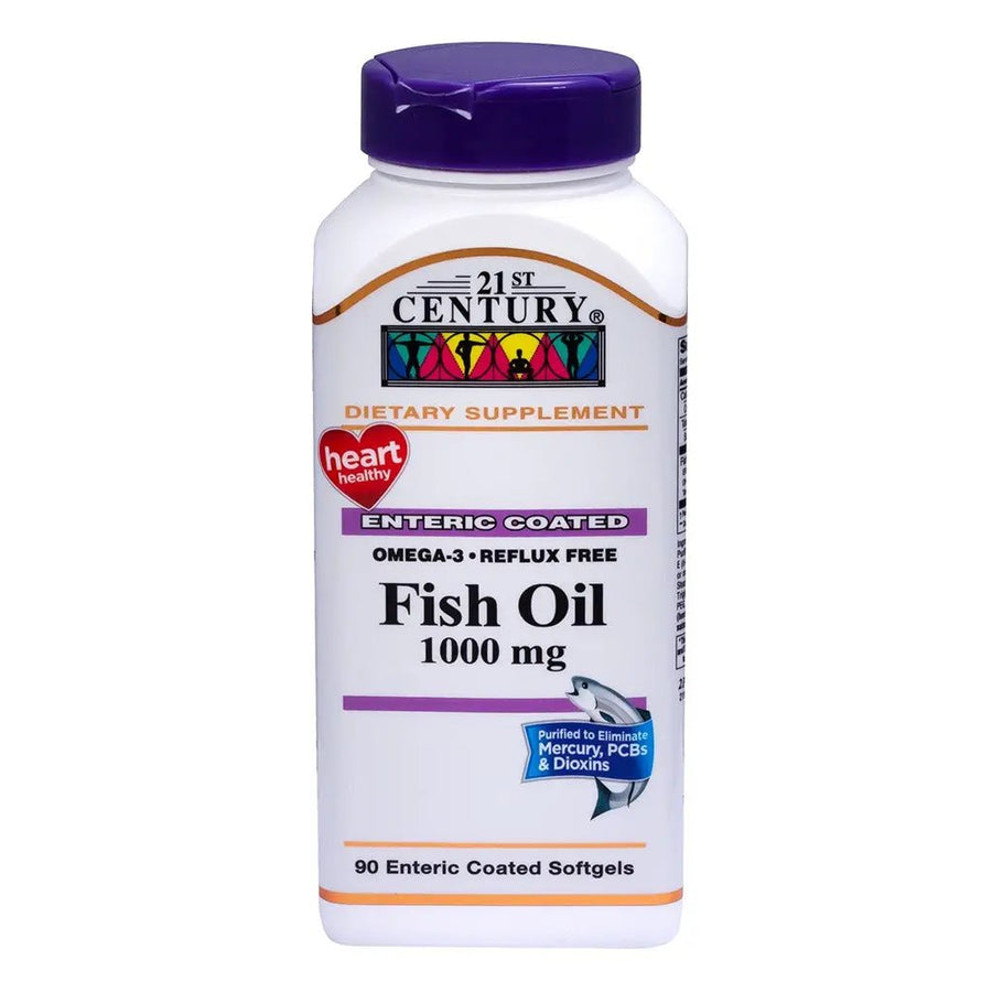 21st Century Omega-3 Reflux Free 1000 mg Fish Oil Softgels, 90 Count