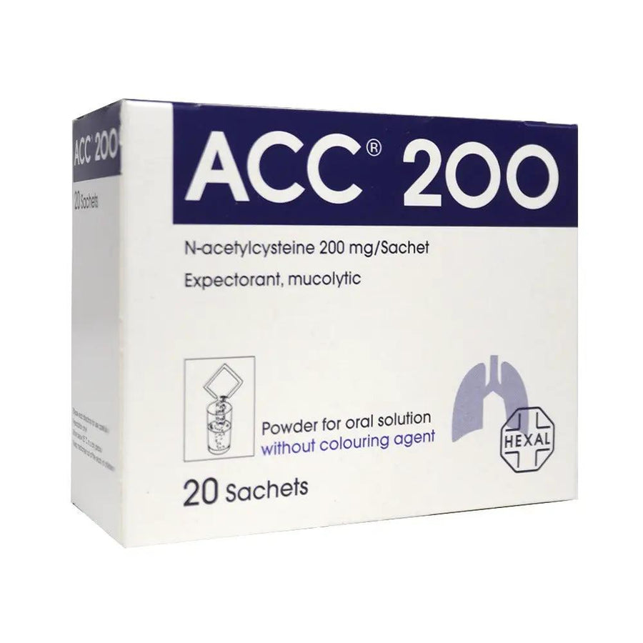 ACC 200 mg Sachets – Acetylcysteine Granules for Respiratory Wellness Support, 20 Count