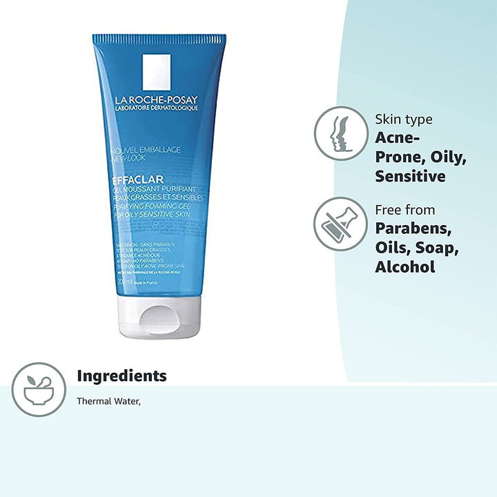 La Roche-Posay Effaclar Acne Foaming Cleansing Gel For Oily & Acne Prone Skin 200ml - Easy Pharmacy LLC