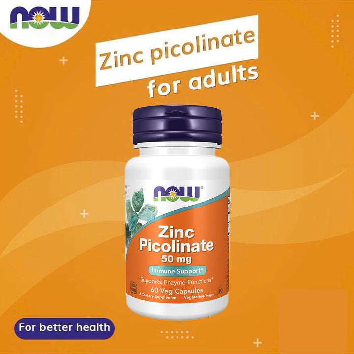 Now Zinc Picolinate 50mg Capsules For Immune Support, Pack of 60's - Easy Pharmacy LLC