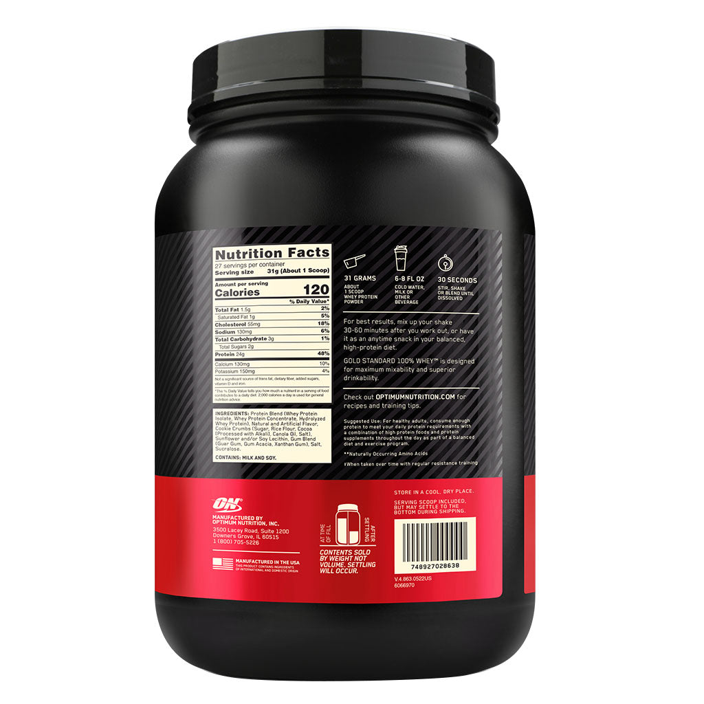 Optimum Nutrition Gold Standard 100% Whey Cookies & Cream Protein Powder 27 Servings - Easy Pharmacy LLC