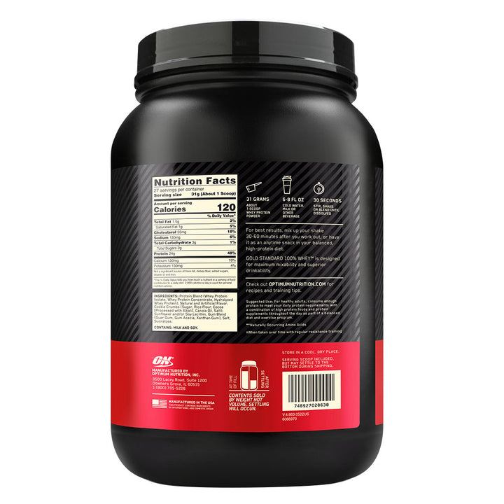 Optimum Nutrition Gold Standard 100% Whey Cookies & Cream Protein Powder 27 Servings - Easy Pharmacy LLC