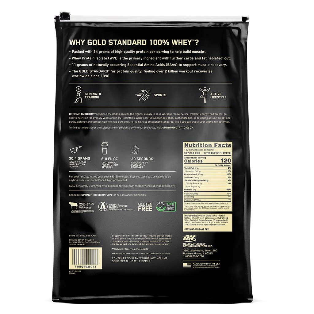 Optimum Nutrition Gold Standard 100% Whey Protein Double Rich Chocolate 10lb - Easy Pharmacy LLC