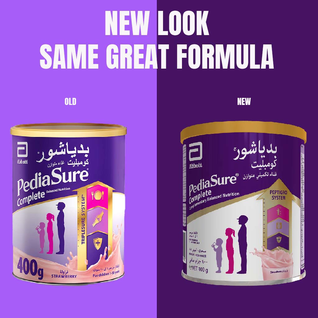 PediaSure Complete Peptrigro Growing Up Children's Milk Formula For 1 To 10 Years Strawberry Flavour 400g - Easy Pharmacy LLC