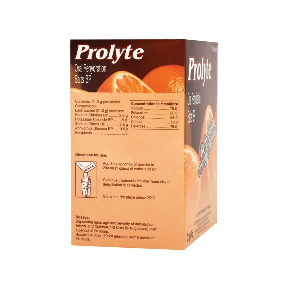 Prolyte Oral Rehydration Salts Orange Sachets 21 g 10's - Easy Pharmacy LLC