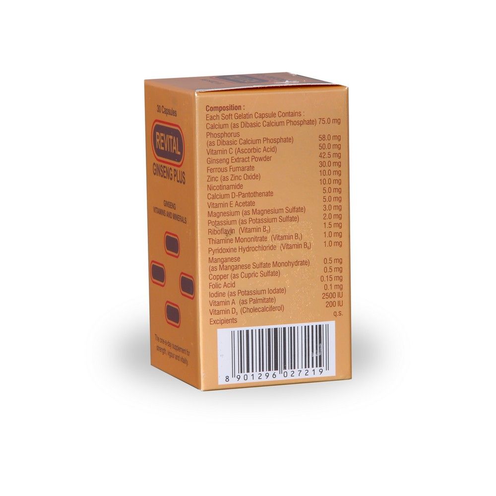 Revital Adult Multivitamin Supplement Capsules With Ginseng, Pack of 30's - Easy Pharmacy LLC