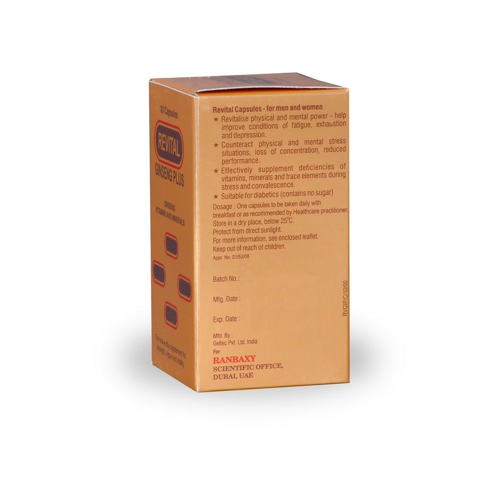 Revital Adult Multivitamin Supplement Capsules With Ginseng, Pack of 30's - Easy Pharmacy LLC