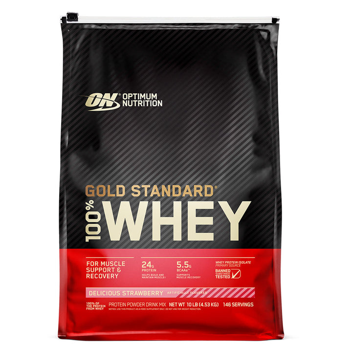 Optimum Nutrition Gold Standard 100% Whey Protein Powder Drink Mix Delicious Strawberry 10lb - Easy Pharmacy LLC
