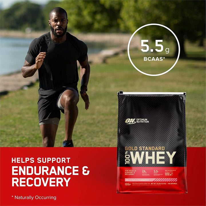 Optimum Nutrition Gold Standard 100% Whey Protein Powder Drink Mix Delicious Strawberry 10lb - Easy Pharmacy LLC