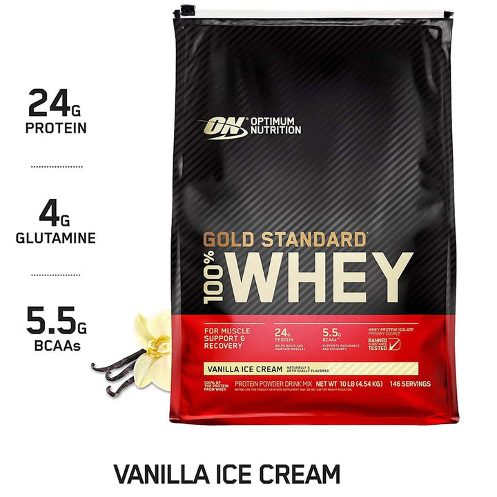 Optimum Nutrition Gold Standard 100% Whey Vanilla Ice Cream 10lb - Easy Pharmacy LLC