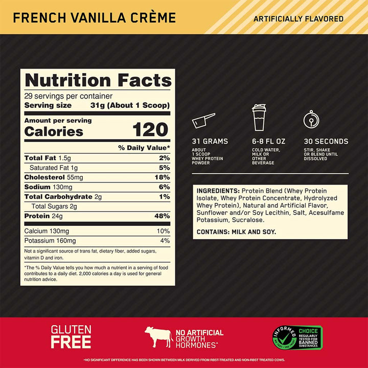 Optimum Nutrition Gold Standard 100% Whey French Vanilla Cream Protein Powder 2lb - Easy Pharmacy LLC