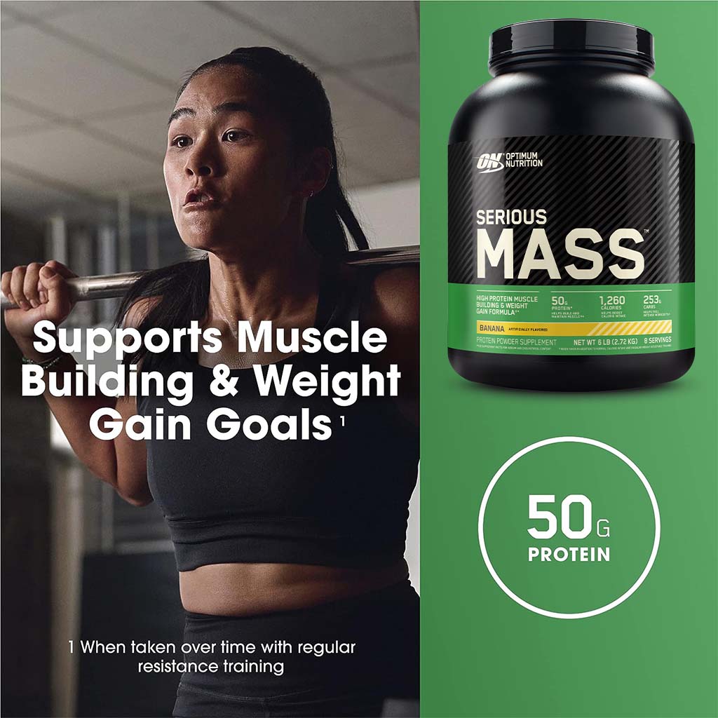 Optimum Nutrition Serious Mass Powder Banana 6lb - Easy Pharmacy LLC