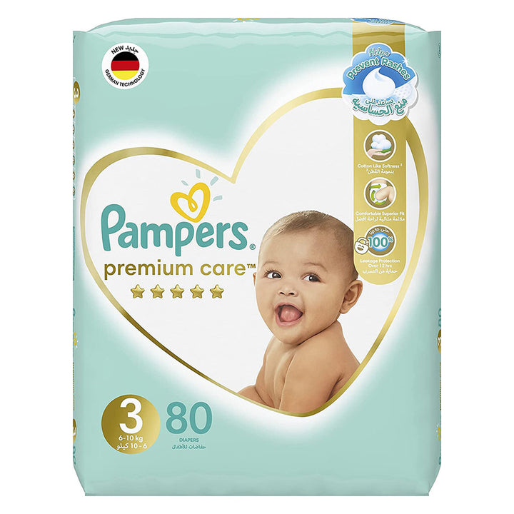 Pampers Premium Care Baby Diapers, Size 3, 6-10Kg, Pack of 80's - Easy Pharmacy LLC