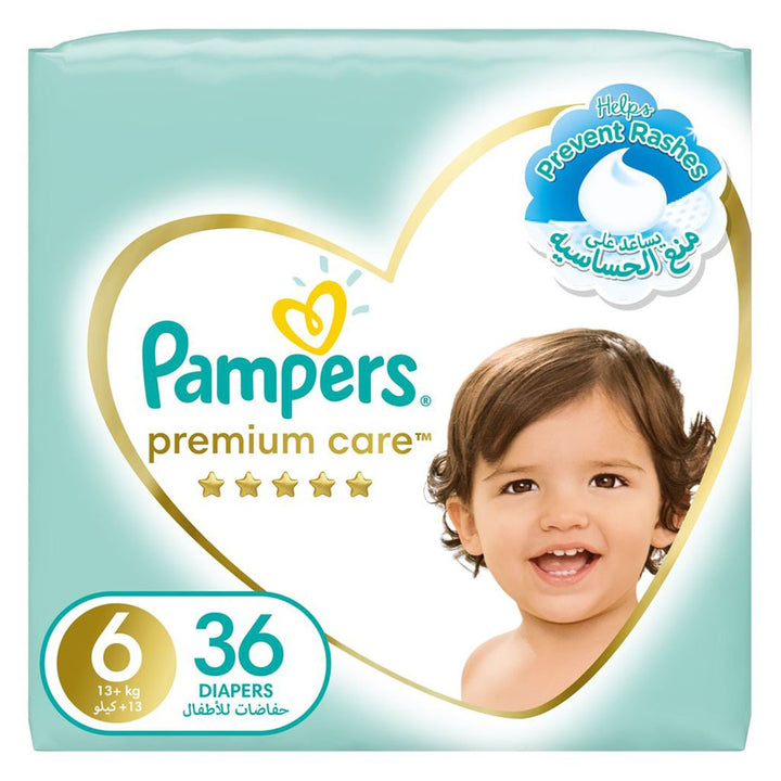 Pampers Premium Care Baby Diapers, Size 6, For 13+Kg, Pack of 36's - Easy Pharmacy LLC