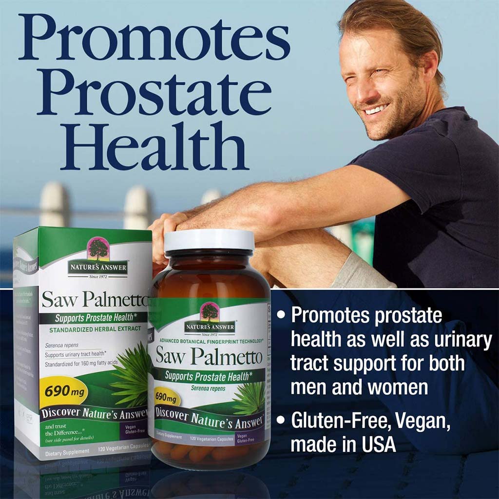 Nature's Answer Saw Palmetto 690mg Vegan Capsules For Prostate Health, Pack of 120's - Easy Pharmacy LLC