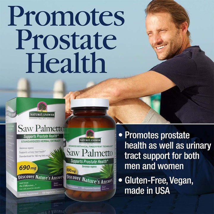 Nature's Answer Saw Palmetto 690mg Vegan Capsules For Prostate Health, Pack of 120's - Easy Pharmacy LLC
