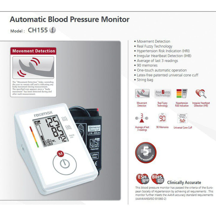 Rossmax CH155F Automatic Blood Pressure Monitor - Easy Pharmacy LLC