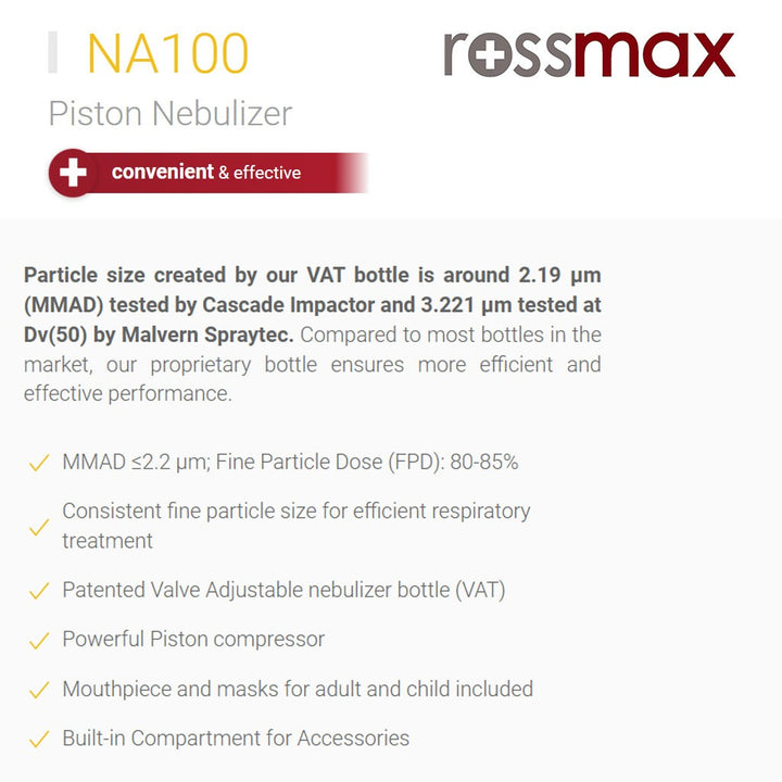 Rossmax Piston Nebulizer NA100 For Respiratory Care - Easy Pharmacy LLC
