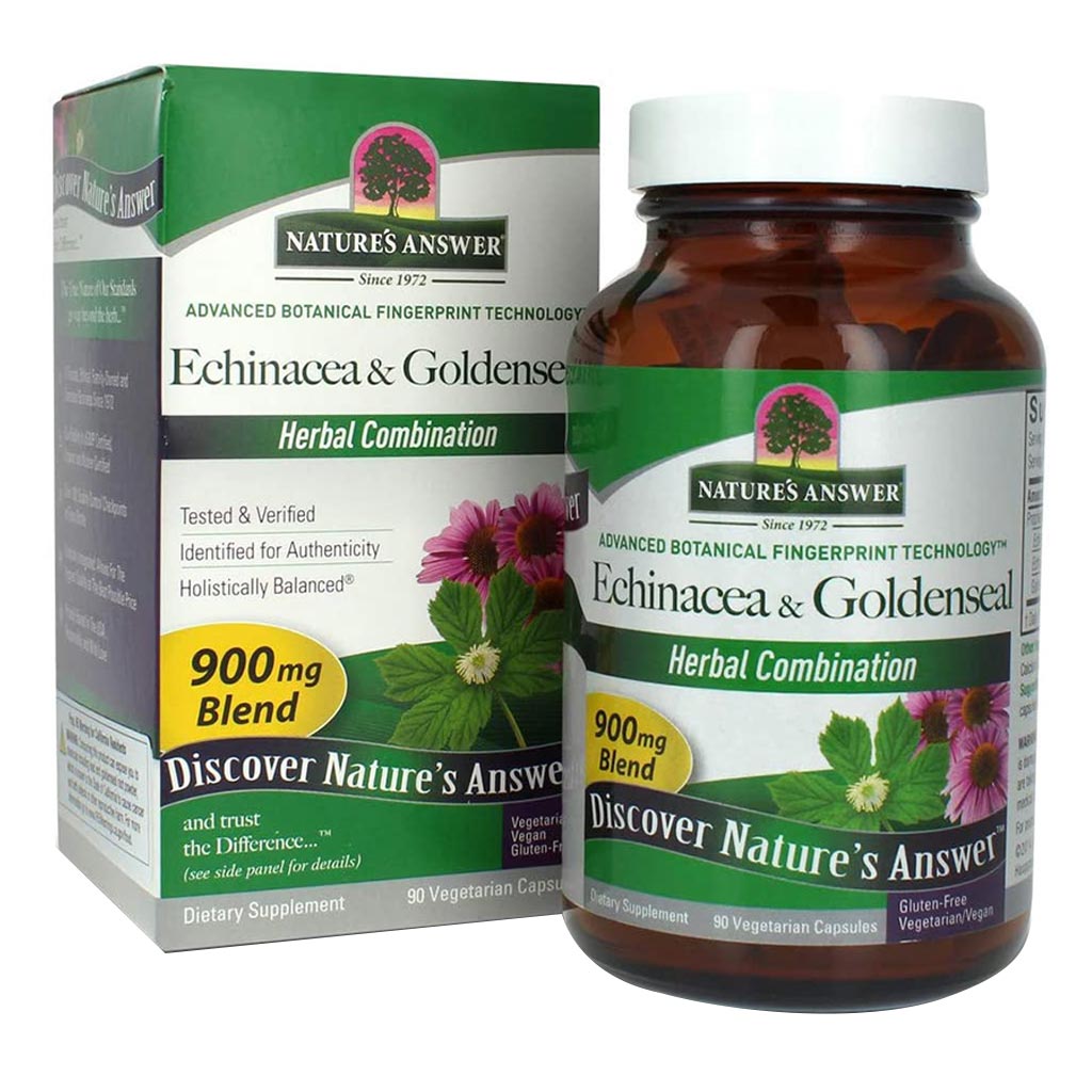 Nature's Answer Echinacea & Goldenseal 900mg Vegan Capsules For Immunity, Pack of 60's - Easy Pharmacy LLC