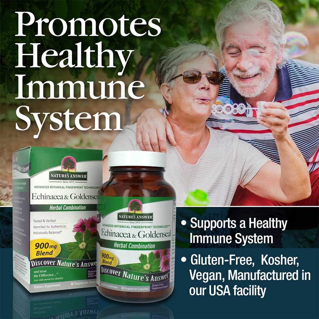 Nature's Answer Echinacea & Goldenseal 900mg Vegan Capsules For Immunity, Pack of 60's - Easy Pharmacy LLC