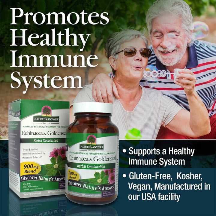 Nature's Answer Echinacea & Goldenseal 900mg Vegan Capsules For Immunity, Pack of 60's - Easy Pharmacy LLC