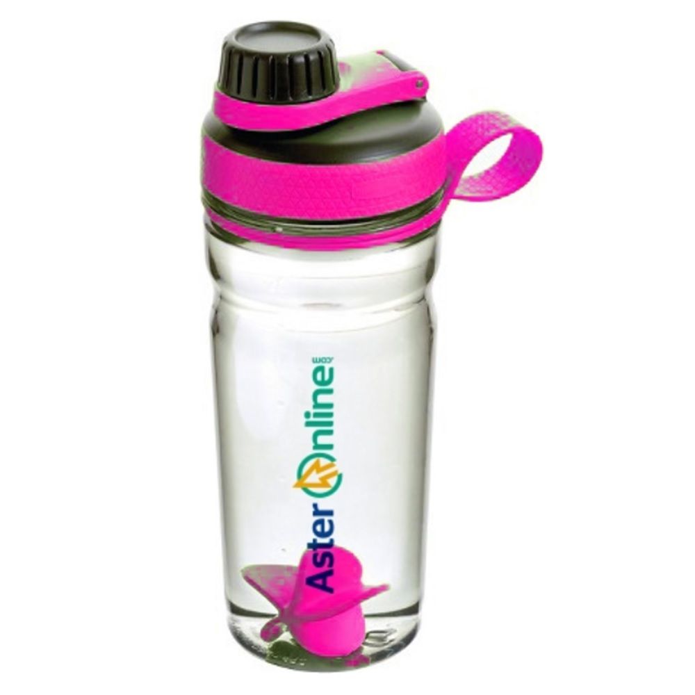 Aster Protein Shaker Bottle Pink with Plastic Mixer 600 mL - Easy Pharmacy LLC