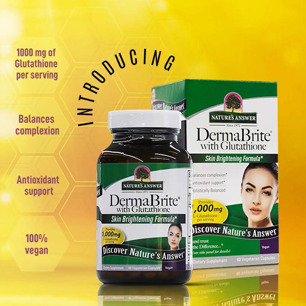 Nature's Answer DermaBrite With Glutathione Vegetarian Capsules For Skin Brightening, Pack of 60's - Easy Pharmacy LLC