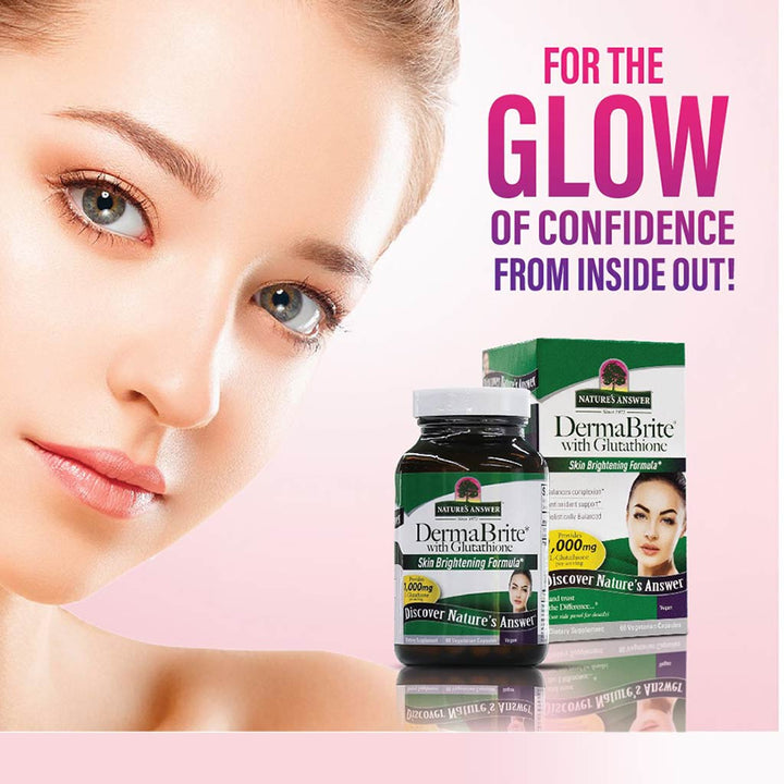 Nature's Answer DermaBrite With Glutathione Vegetarian Capsules For Skin Brightening, Pack of 60's - Easy Pharmacy LLC