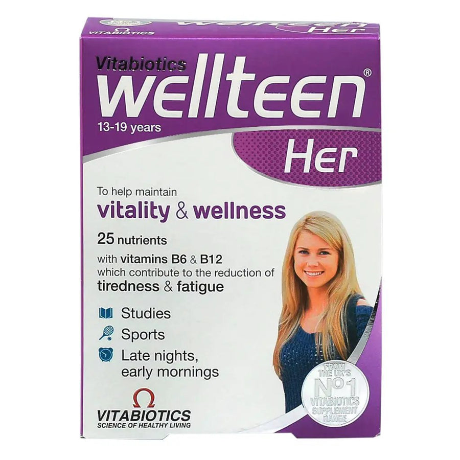 Vitabiotics Wellteen Her Multivitamin For Teenage Girls Pack Of 30 Tablets Gluten Free Vegetarian 25 Nutrients B6 B12