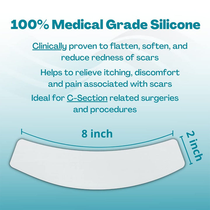 NewGel+ Advanced Medical-Grade 2" x 8" C-Section Strip For C-Section Scar Management, NG-360 Clear, Pack of 1's - Easy Pharmacy LLC