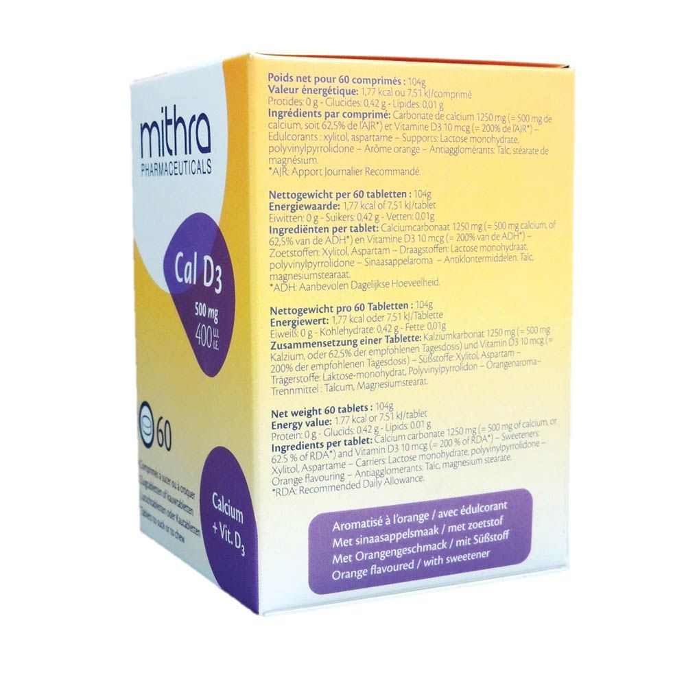 Mithra Cal D3 Chewable Tablets 60's - Easy Pharmacy LLC