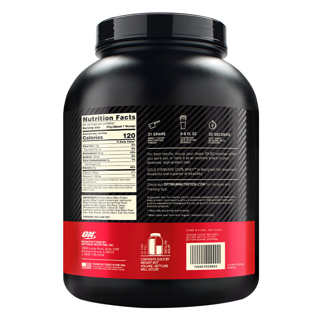 Optimum Nutrition Gold Standard 100% Whey Protein Powder Drink Mix Cookies & Cream Powder 5lb - Easy Pharmacy LLC