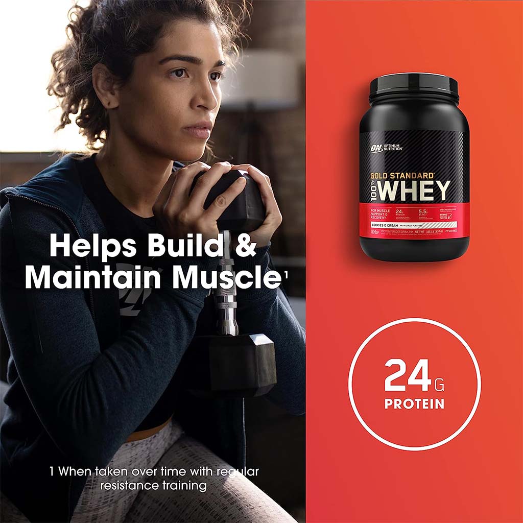 Optimum Nutrition Gold Standard 100% Whey Protein Powder Drink Mix Cookies & Cream Powder 5lb - Easy Pharmacy LLC