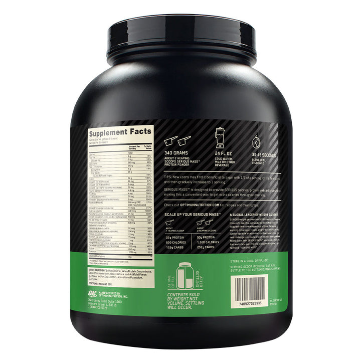 Optimum Nutrition Serious Mass Powder Chocolate 6lb - Easy Pharmacy LLC
