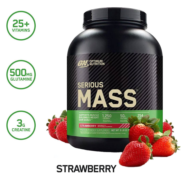 Optimum Nutrition Serious Mass Strawberry Flavor Protein Powder 6lb - Easy Pharmacy LLC