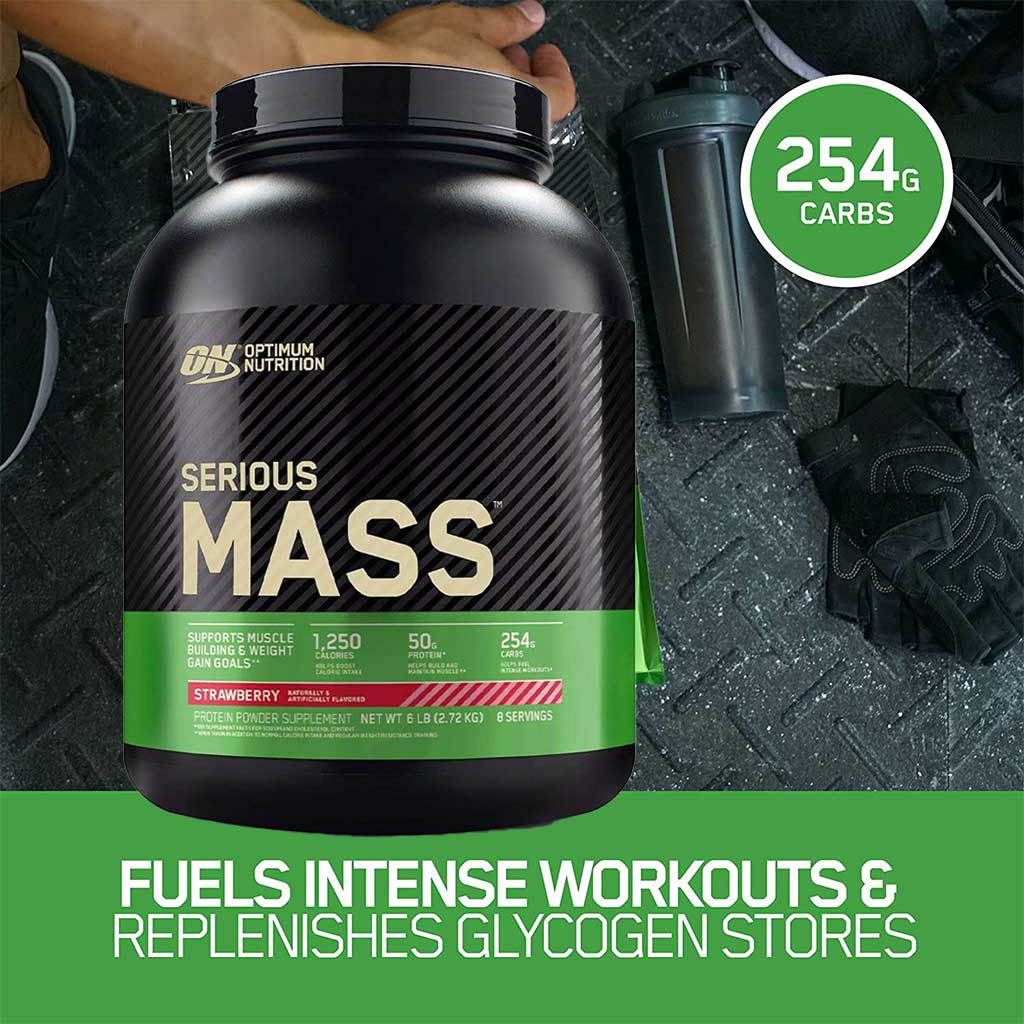 Optimum Nutrition Serious Mass Strawberry Flavor Protein Powder 6lb - Easy Pharmacy LLC