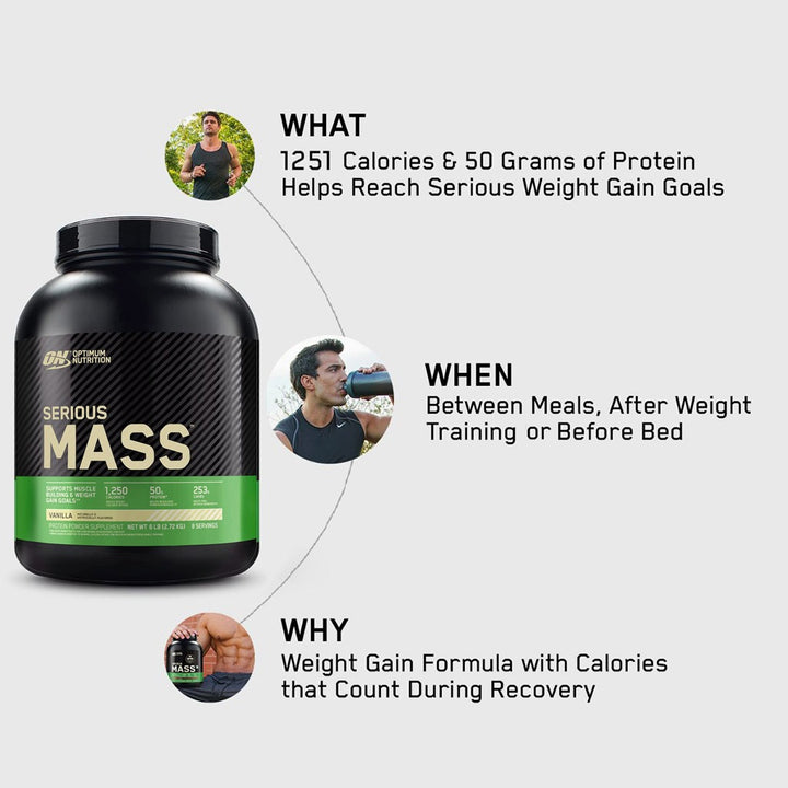 Optimum Nutrition Serious Mass Vanilla Flavor Protein Powder 6lb - Easy Pharmacy LLC