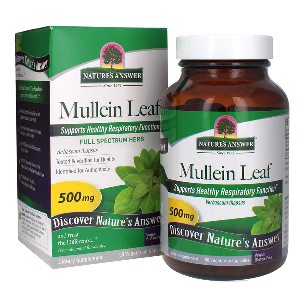 Nature's Answer Mullein Leaf 500mg Vegan Capsules For Respiratory Health, Pack of 90's - Easy Pharmacy LLC