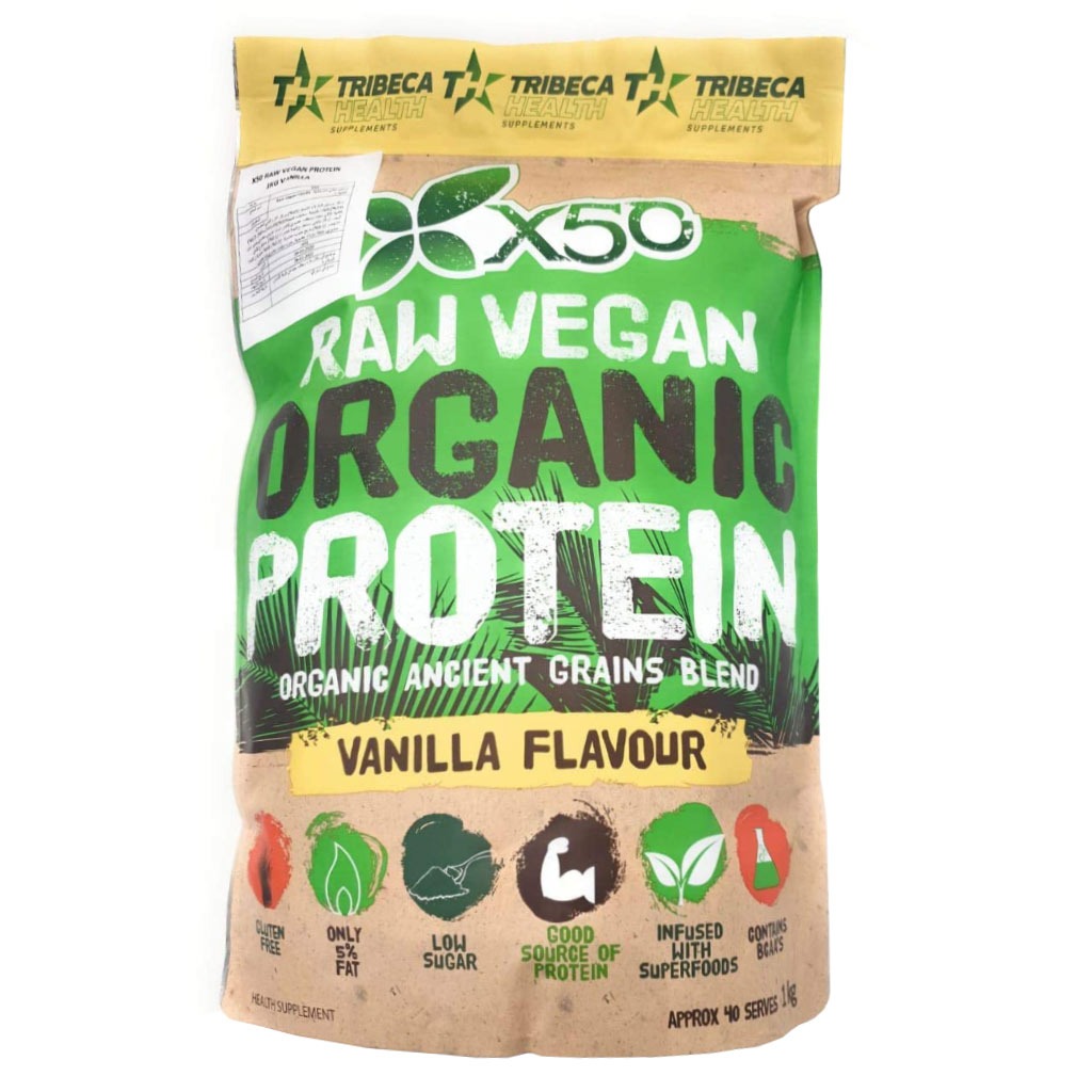 X50 Raw Vegan Organic Protein Powder Vanilla 1000 g - Easy Pharmacy LLC