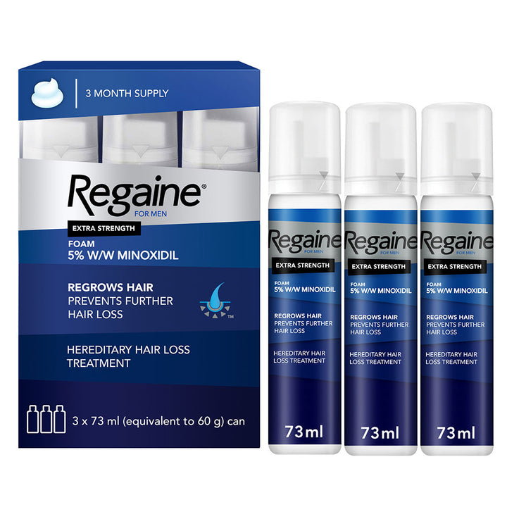 Regaine For Men 5% Extra Strength Topical Hair Regrowth Foam 73ml, Pack of 3's - Easy Pharmacy LLC