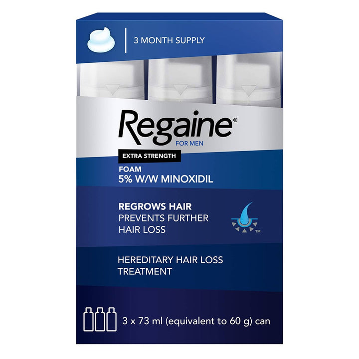 Regaine For Men 5% Extra Strength Topical Hair Regrowth Foam 73ml, Pack of 3's - Easy Pharmacy LLC