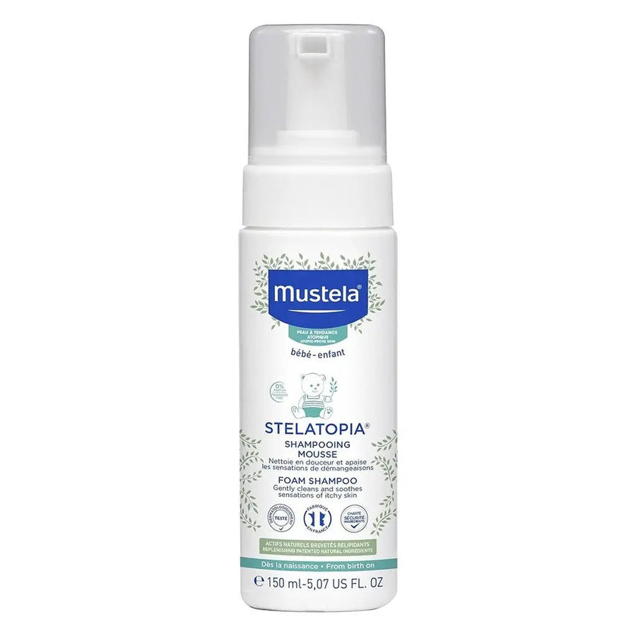 Mustela Stelatopia Foam Baby Shampoo For Atopic Prone Skin, Fragrance-Free 150ml
