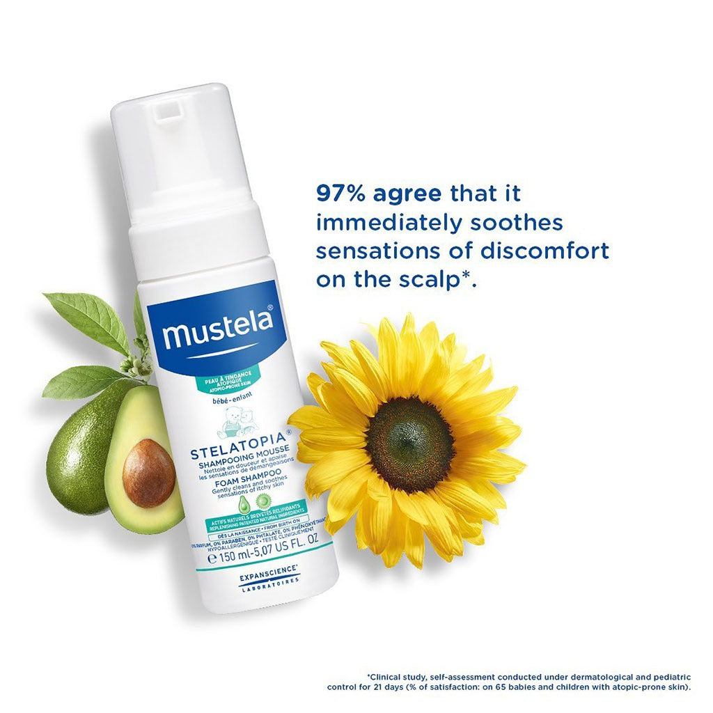 Mustela Stelatopia Foam Baby Shampoo For Atopic Prone Skin, Fragrance-Free 150ml - Easy Pharmacy LLC