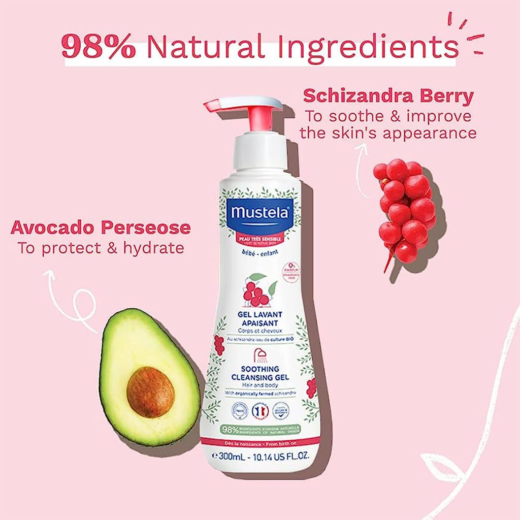 Mustela Baby Soothing Cleansing Gel For Hair and Body, Fragrance Free 300ml - Easy Pharmacy LLC