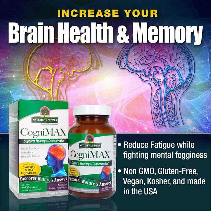 Nature's Answer Cognimax Vegetarian Capsules For Memory & Concentration, Pack of 60's - Easy Pharmacy LLC
