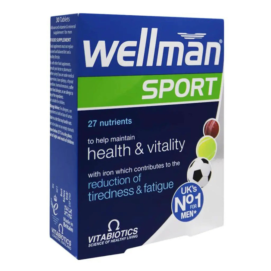 Vitabiotics Wellman Sport – 30 Tablets (27‑Nutrient Men’s Multivitamin)