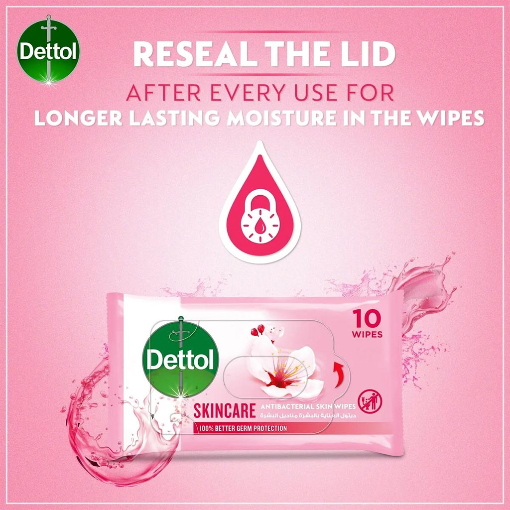 Dettol Skincare Anti-Bacterial Wipes 10's - Easy Pharmacy LLC
