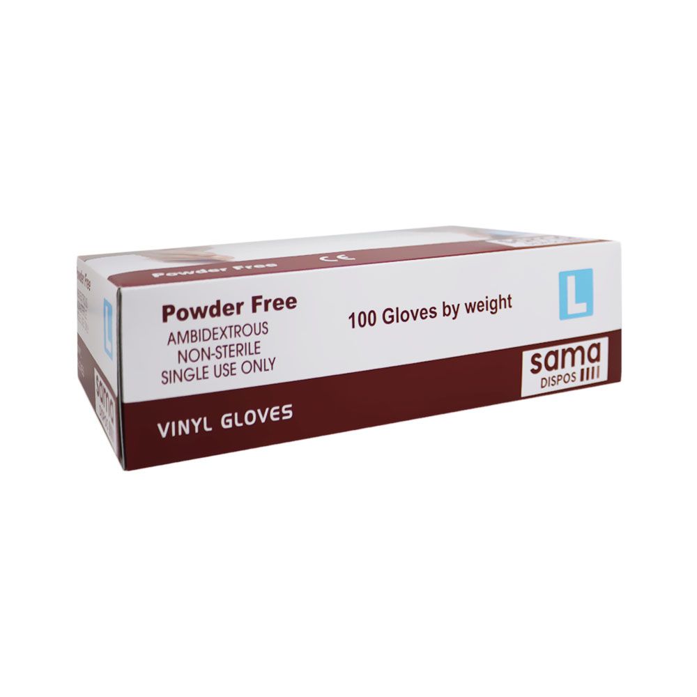 Sama Disposable Powder Free Vinyl Gloves Large 100's - Easy Pharmacy LLC