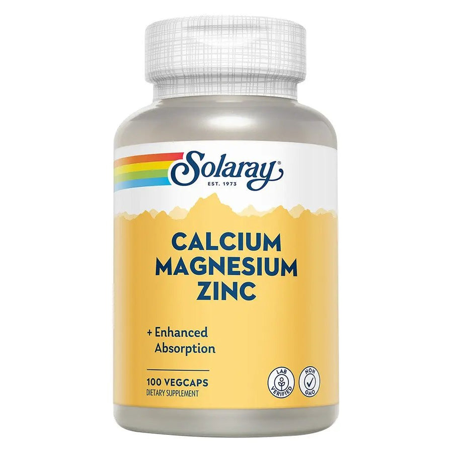 Solaray Calcium Magnesium Zinc Veg Capsules 100 Count Enhanced Absorption