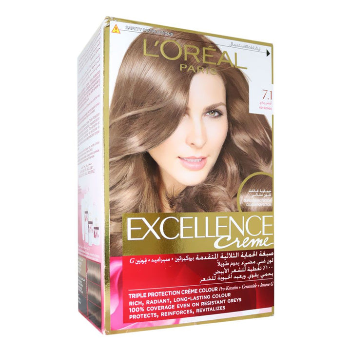 Loreal Paris Excellence Cream Hair Color 7.1 Ash Blonde 1's - Easy Pharmacy LLC
